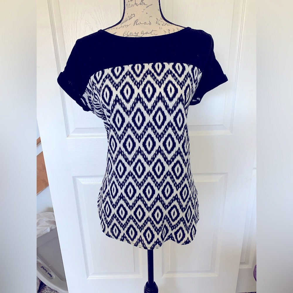 Rewind diamond print blouse